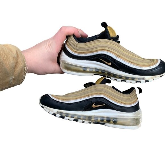 NIKE Air Max 97 Metallic Gold Black White Size 5 - Picture 9 of 13